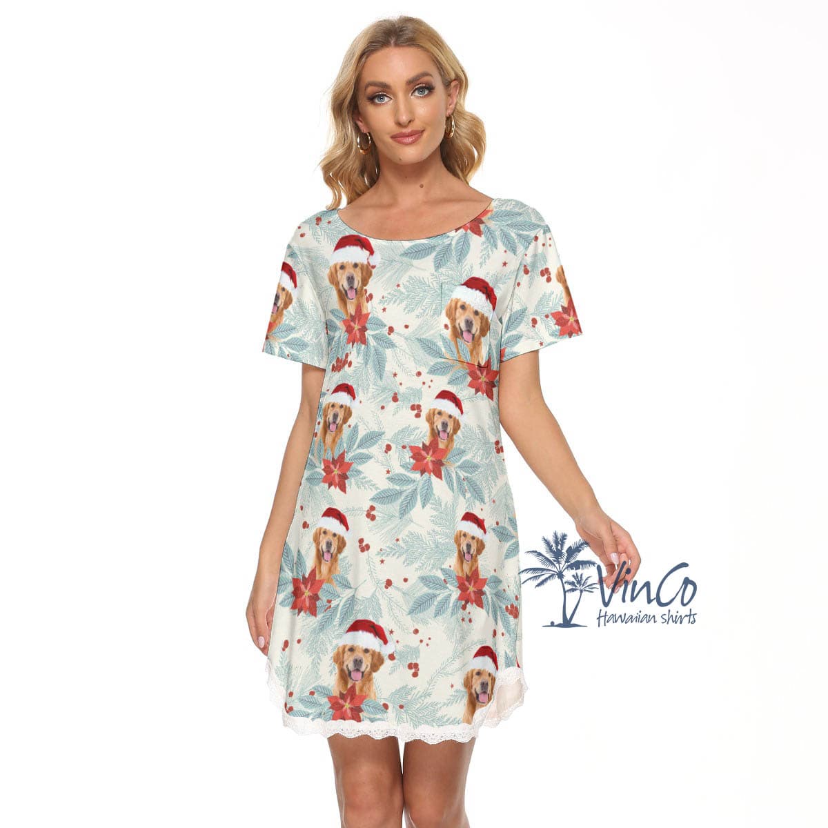 Custom Christmas Tropical Dress With Dog Face For Holiday (2)