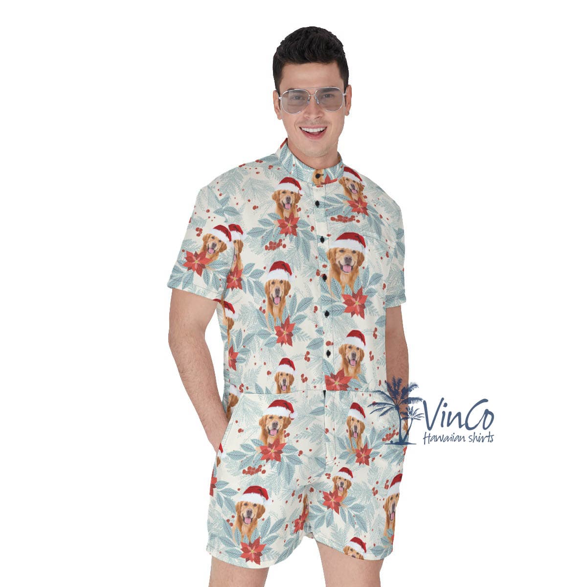 Custom Christmas Tropical Romper For Men (1)