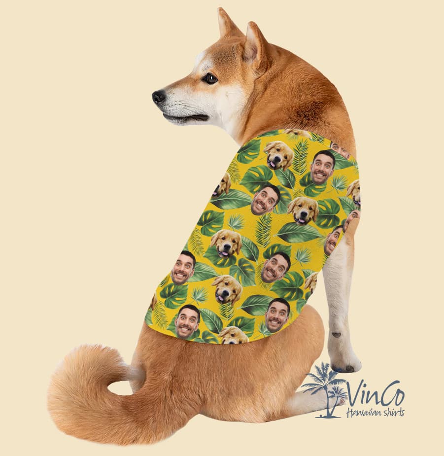 Custom Dog And Owner Faces Dog’s Hawaiian Shirt (2)