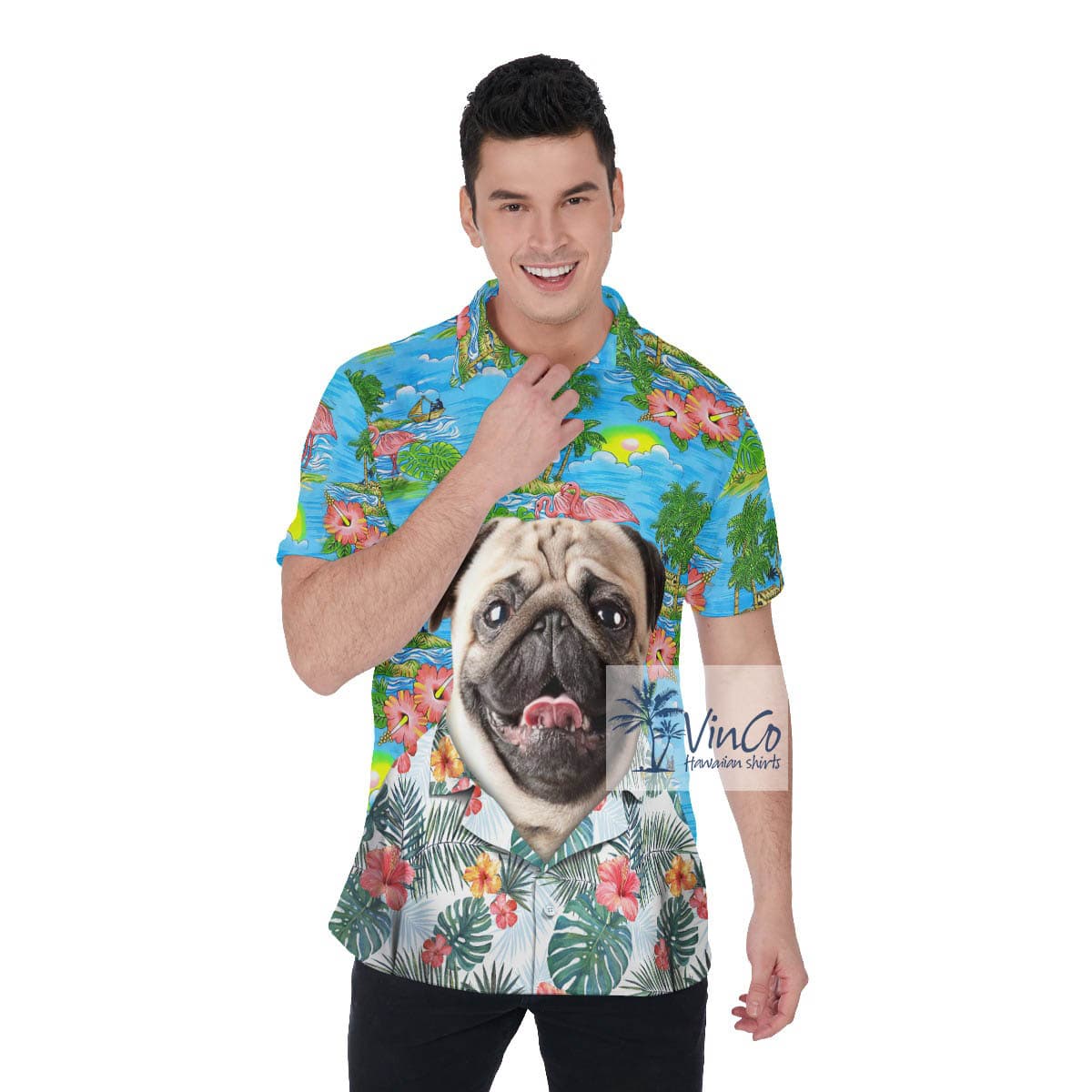 Custom Dog Cat Beach Shirt Polo For Men (2)