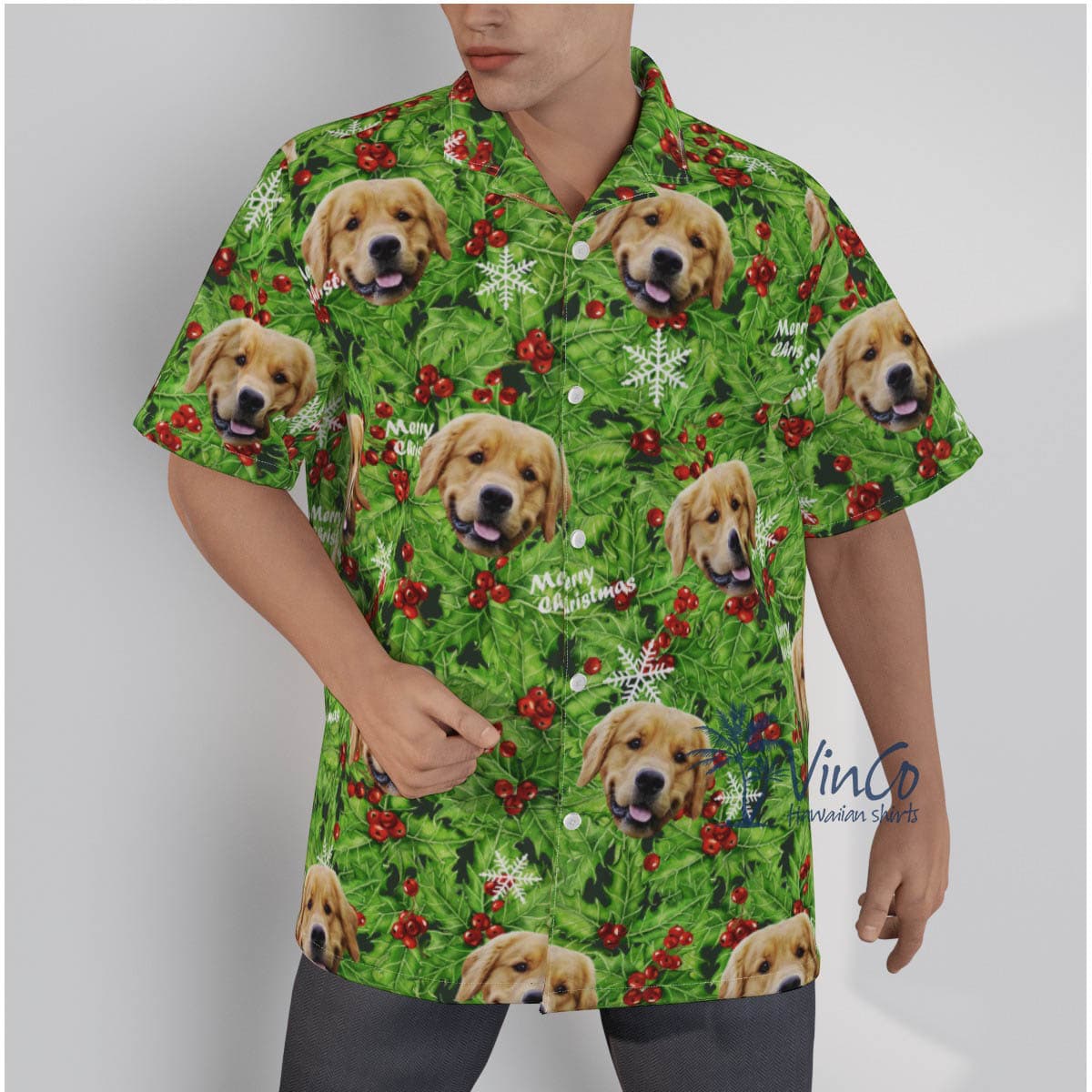 Custom Dog Christmas Hawaiian Shirt With Multiple Faces (1)