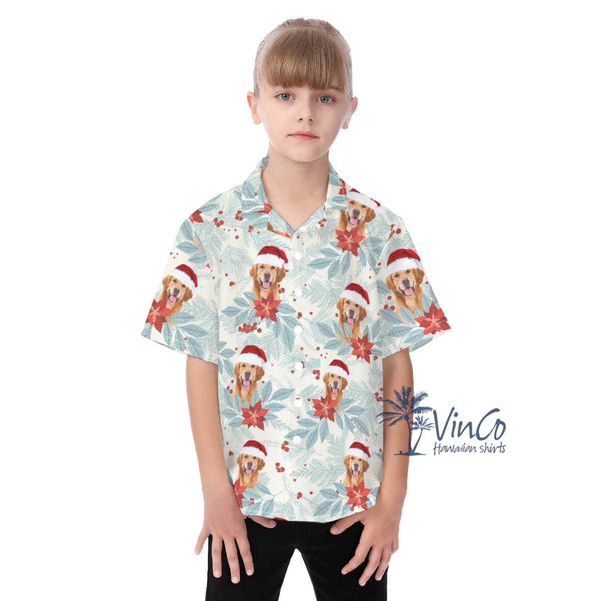 Custom Dog Face Christmas Hawaiian Shirt For Women (4)