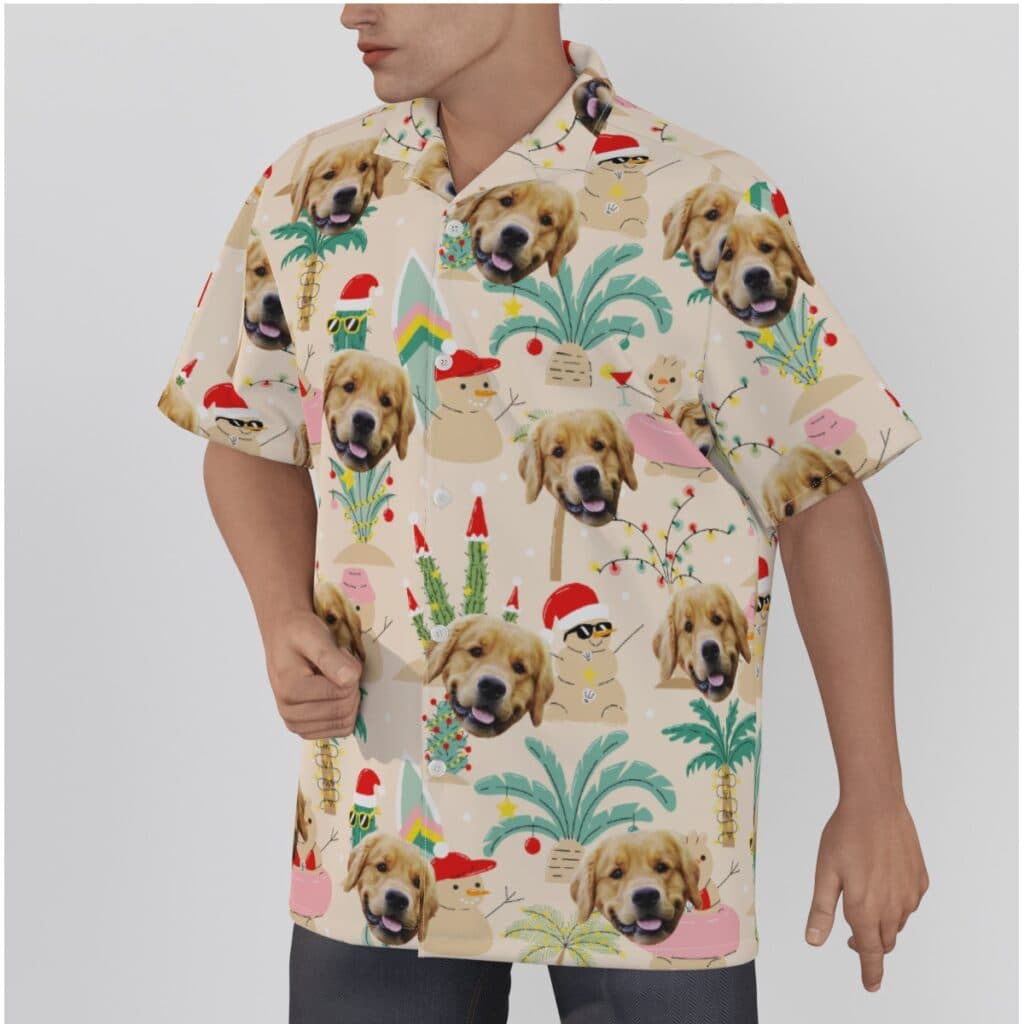Custom Dog Face Christmas Snowman Hawaiian Shirt