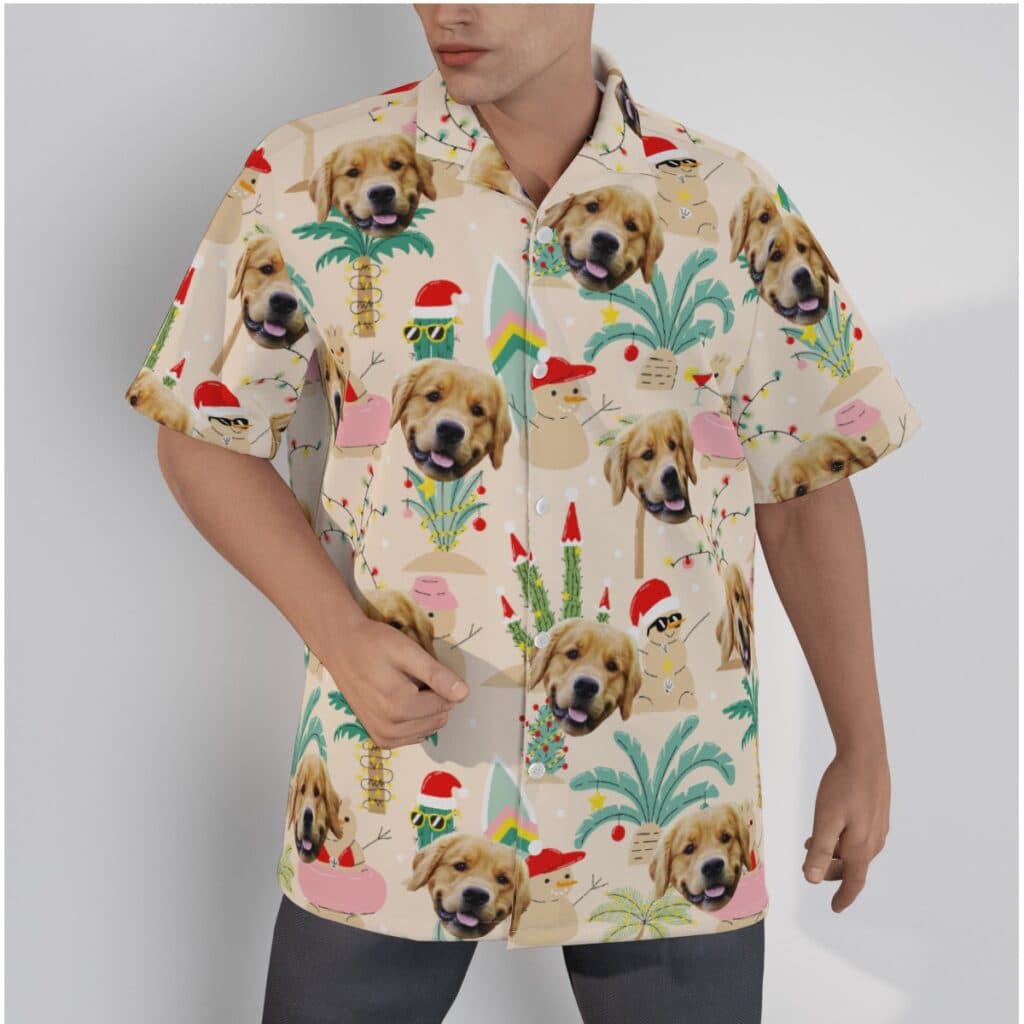 Custom Dog Face Christmas Snowman Hawaiian Shirt