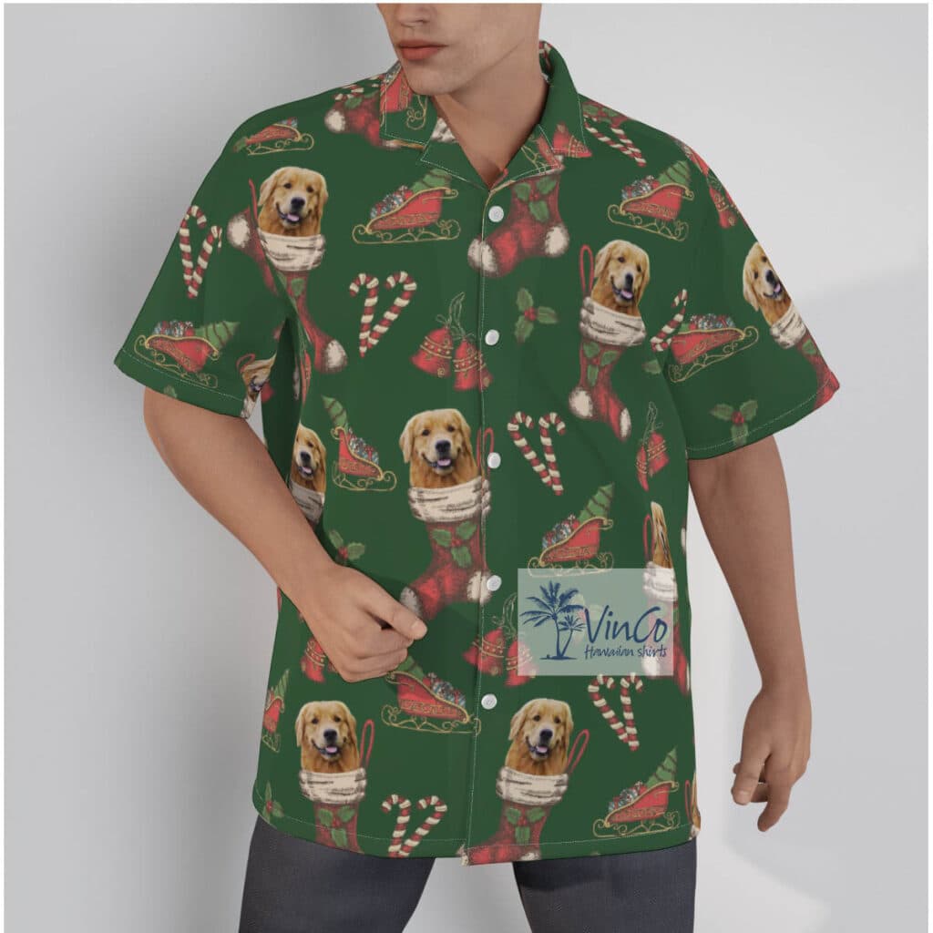 Custom Dog Face With Socks Christmas Hawaiian Shirt