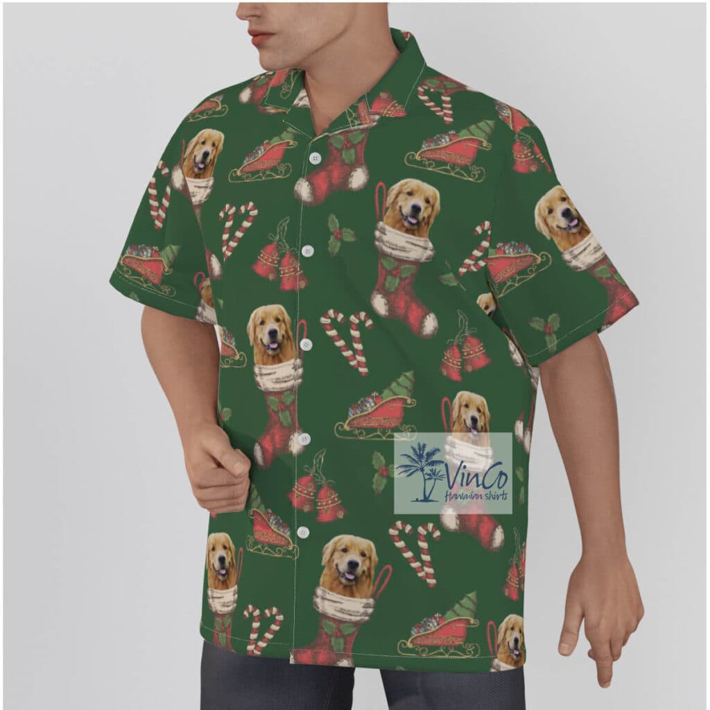 Custom Dog Face With Socks Christmas Hawaiian Shirt