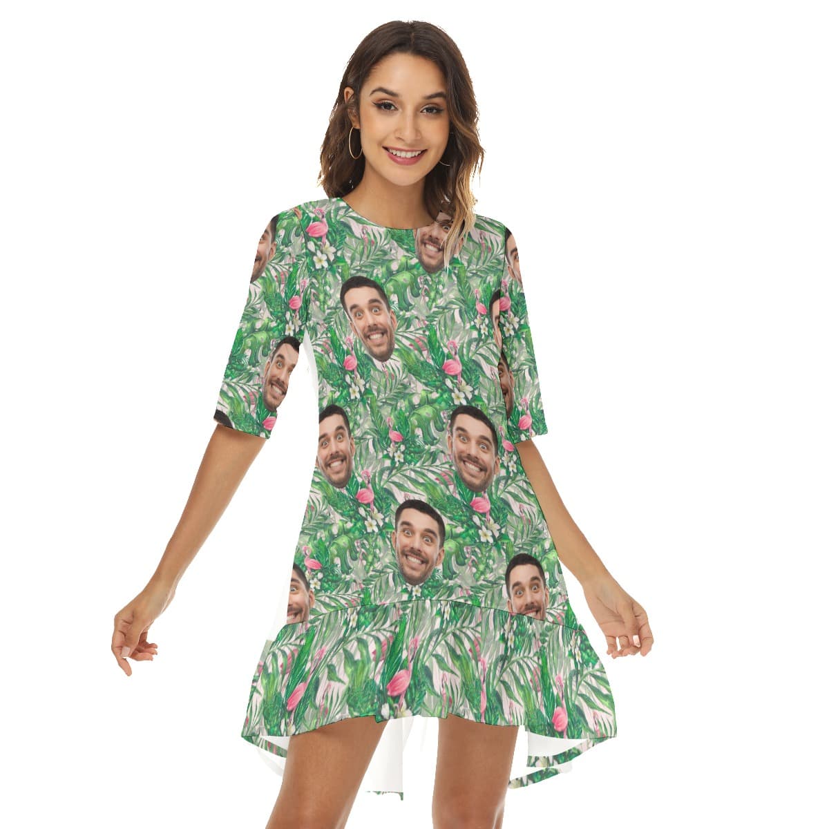 Custom Face Aloha Dress Flamingo For Summer (2)