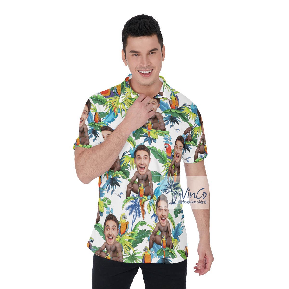Custom Face Barry Wood Aloha Polo Shirt For men (2)