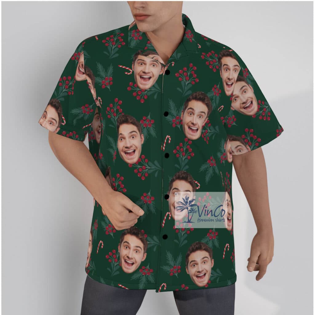 Custom Face Christmas Berries Hawaiian Shirt