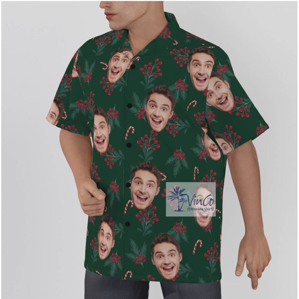 Custom Face Christmas Berries Hawaiian Shirt