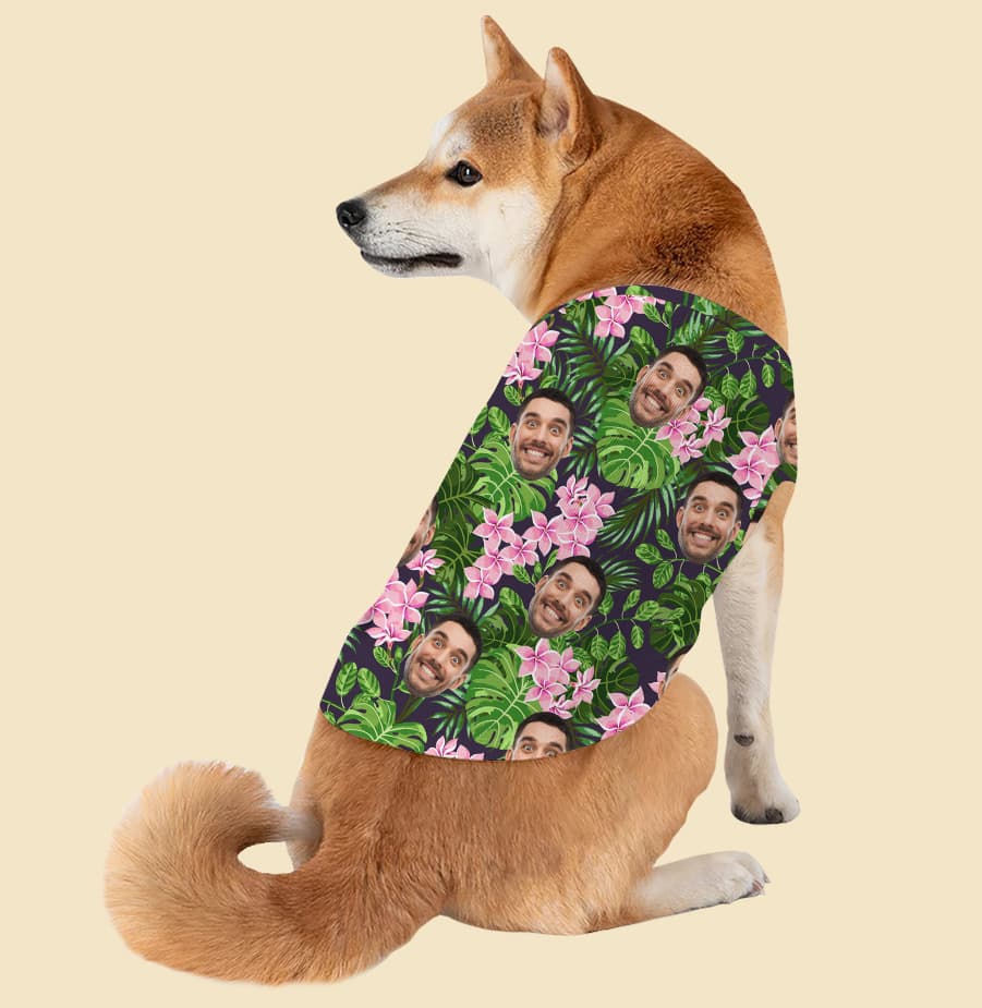 Custom Face Hawaiian Dog Shirt