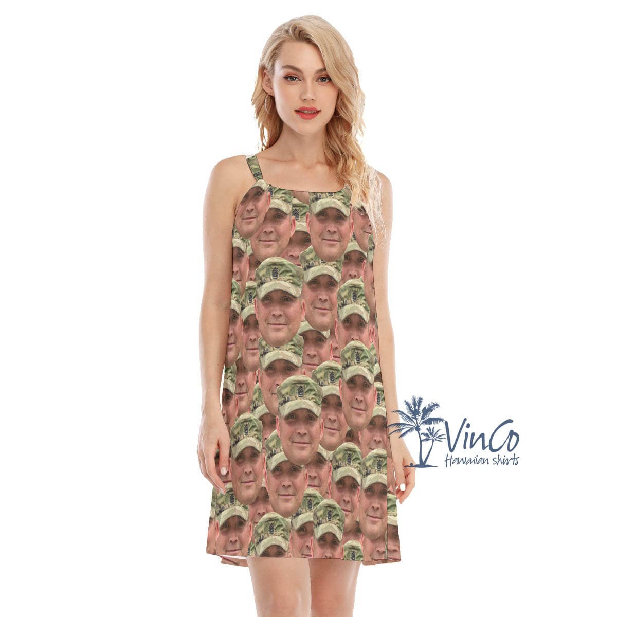 Custom Face Military Women’s Hawaiian Dress (1)