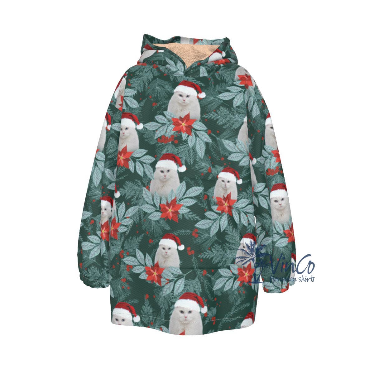 Custom Face Pet Christmas Sweatshirt Blanket Hoodie For Kids (5)