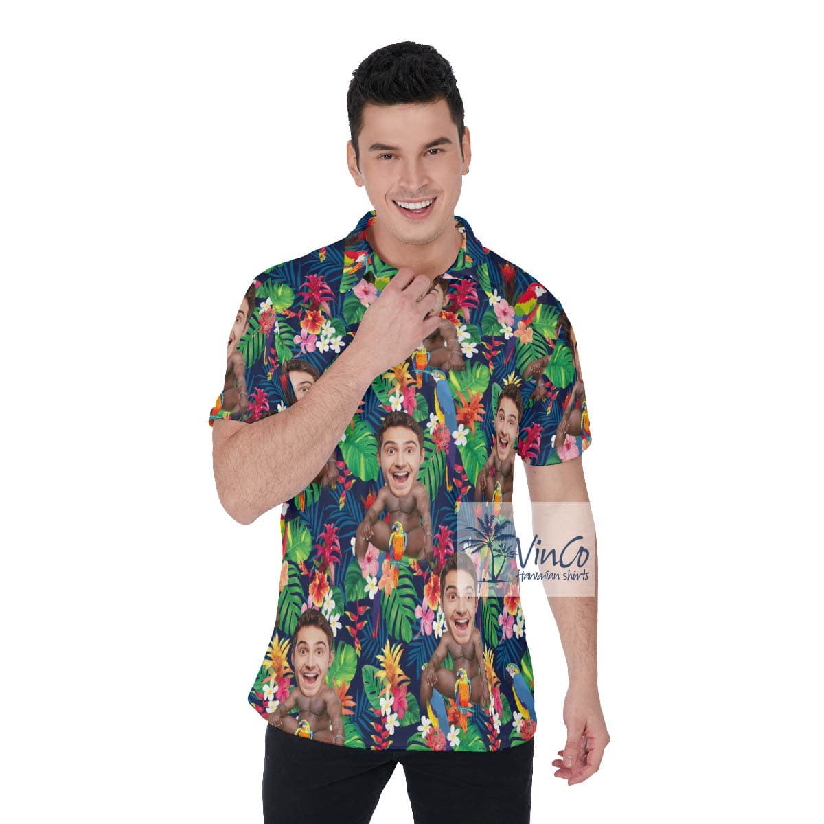 Custom Face Photo Barry Wood Hawaiian Shirt Polo For Men (2)