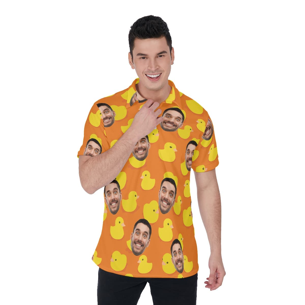 Custom Face Rubber Duck Hawaiian Polo Shirt For Men