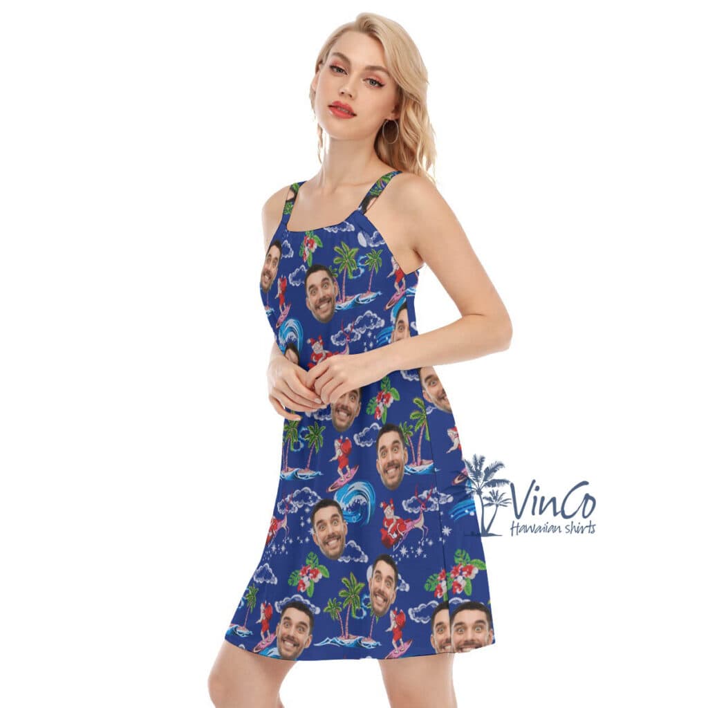 Custom Face Santa Claus Christmas Hawaiian Dresses For Women