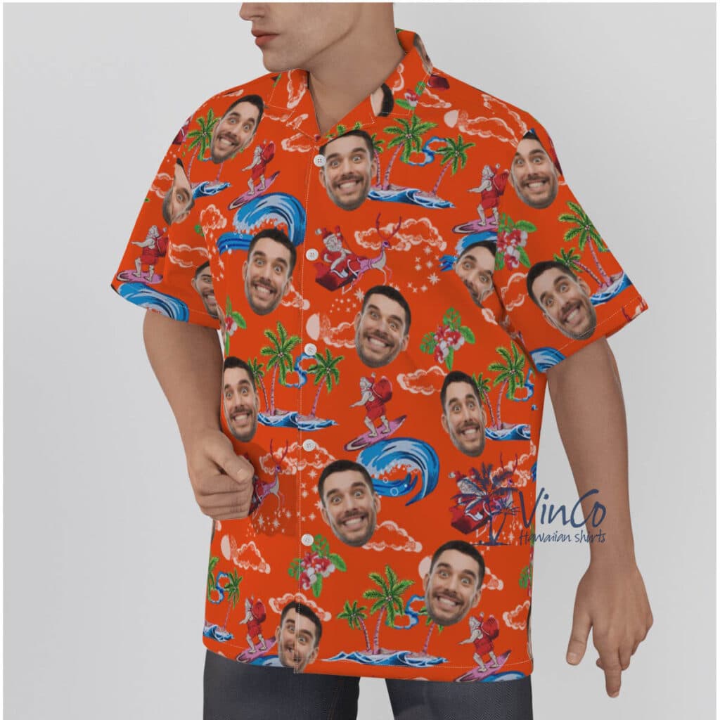 Custom Face Santa Claus Christmas Hawaiian Shirts For Men