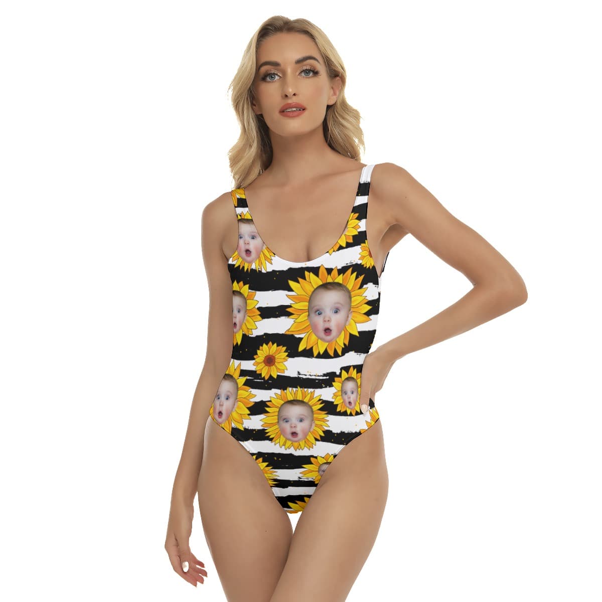 Custom Face Sunflowers Hawaiian Swimsuit For Summer Party