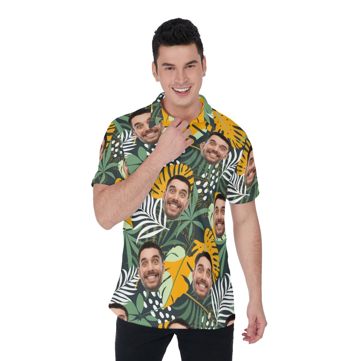 Custom Face Tropical Polo Shirt For Men (1)