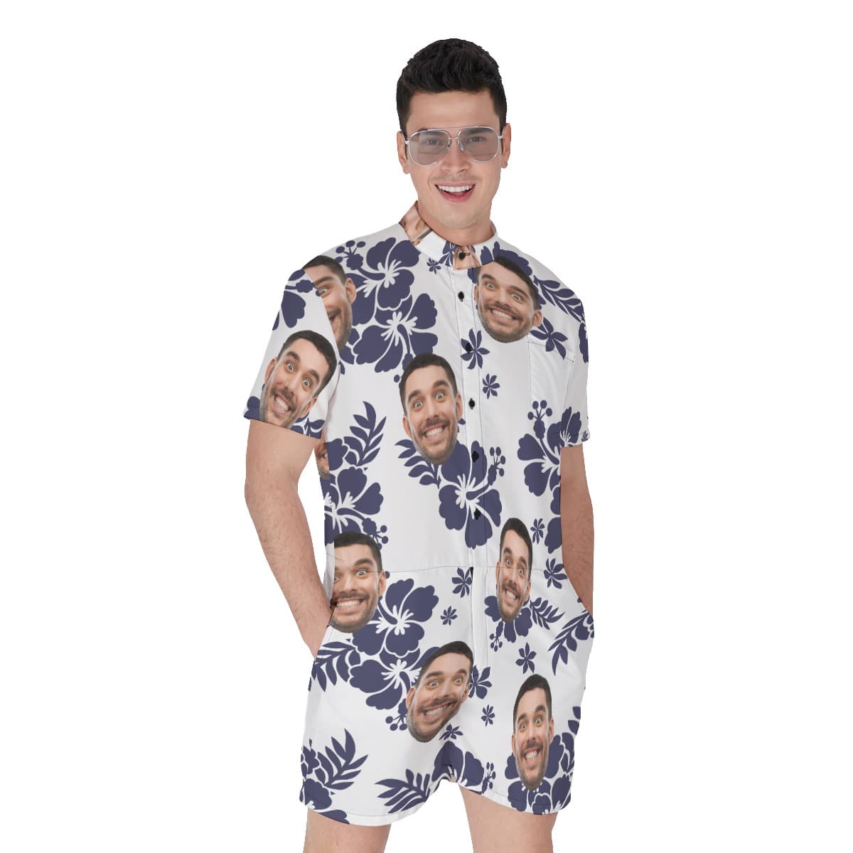 Custom Faces Personalized Short Romper For Men (1)