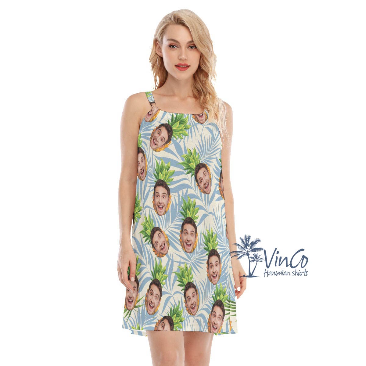 Custom Faces Pineapple Summer Dress For Women (1)