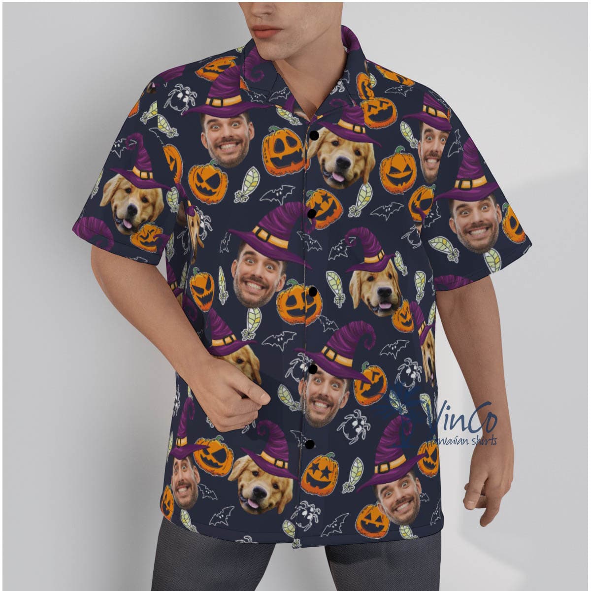 Custom Faces Witches Halloween Aloha Shirt For Men (3)
