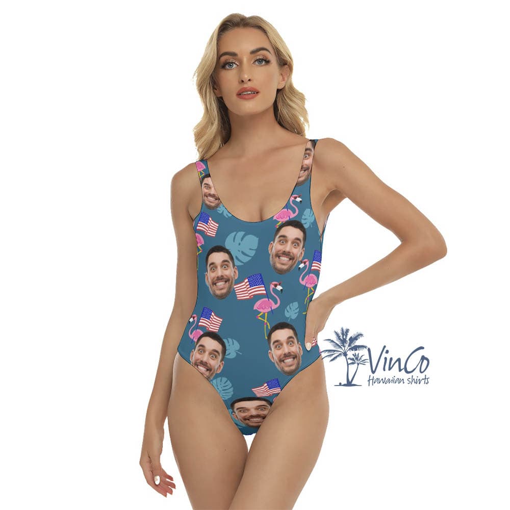 Custom Flamingo 4th Of July Hawaiian Swimsuits For Women (1)