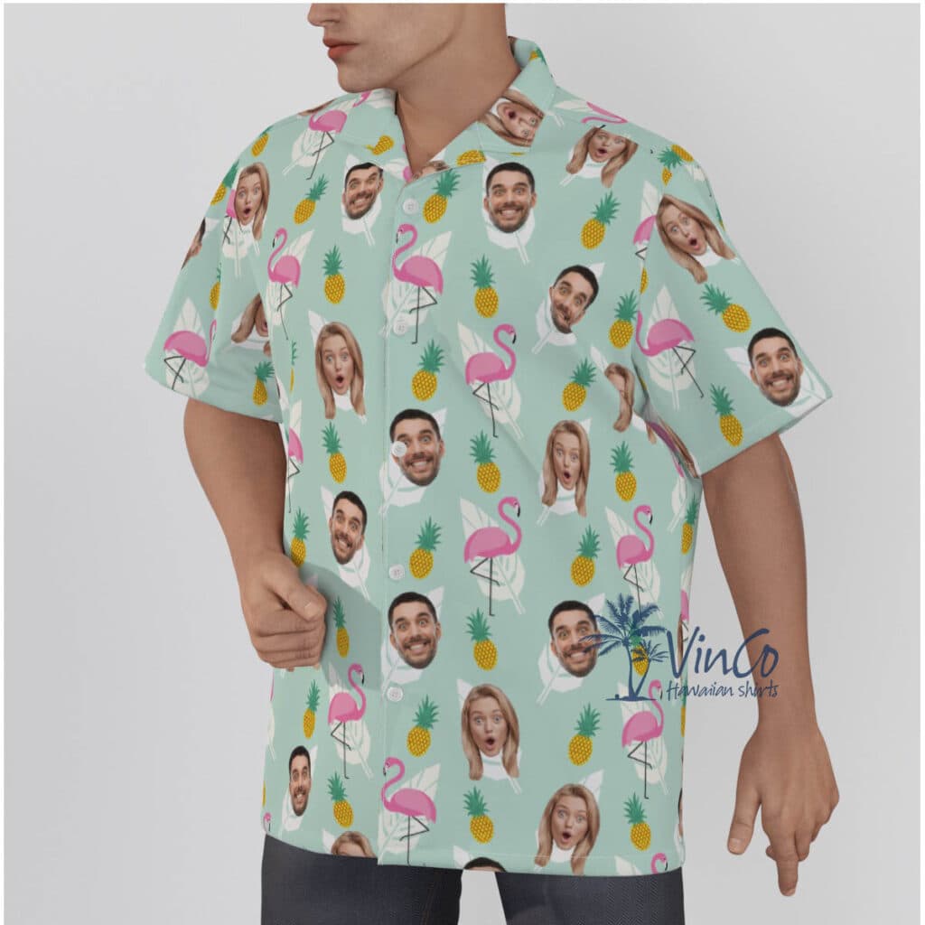 Custom Flamingo Pineapple Hawaiian Shirt With Multiple Faces