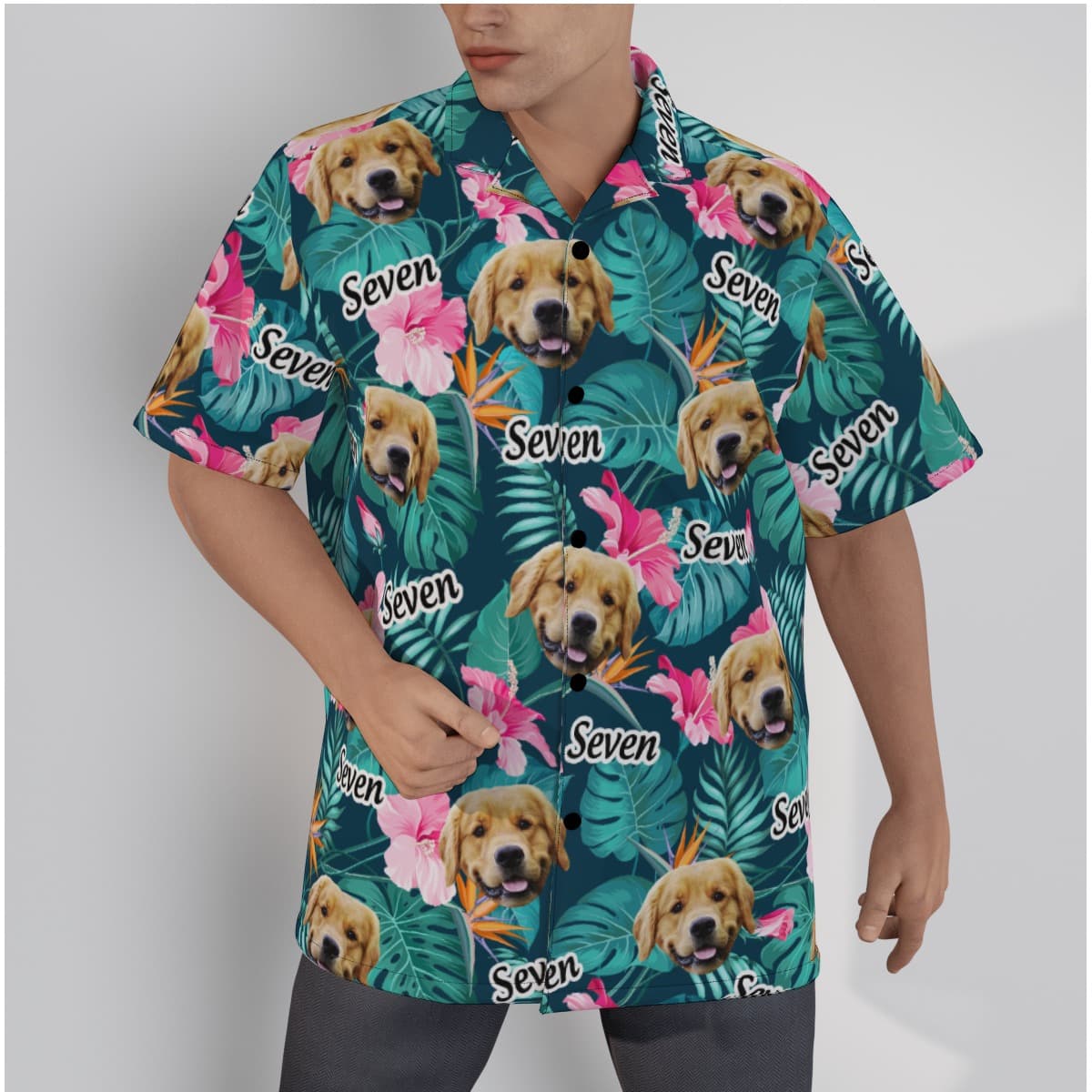 Custom Floral Hawaiian Shirt With Face And Name