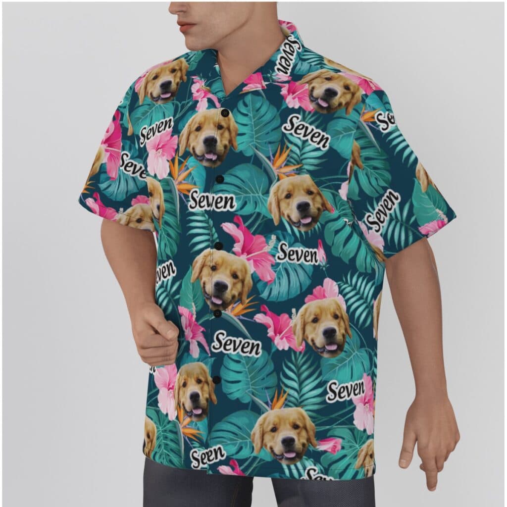 Custom Floral Hawaiian Shirt With Face And Name
