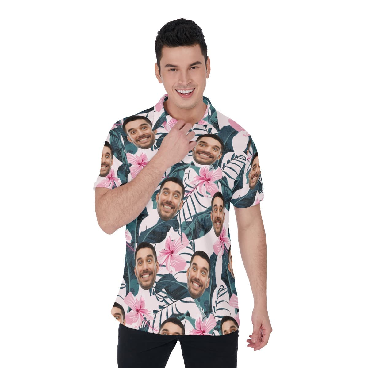 Custom Hawaiian Polo Shirt With Faces For Men (1)