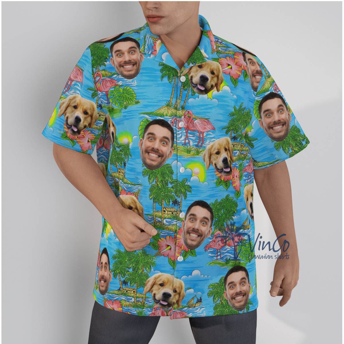 Custom Human Dog Face Aloha Shirt For Summer (1)