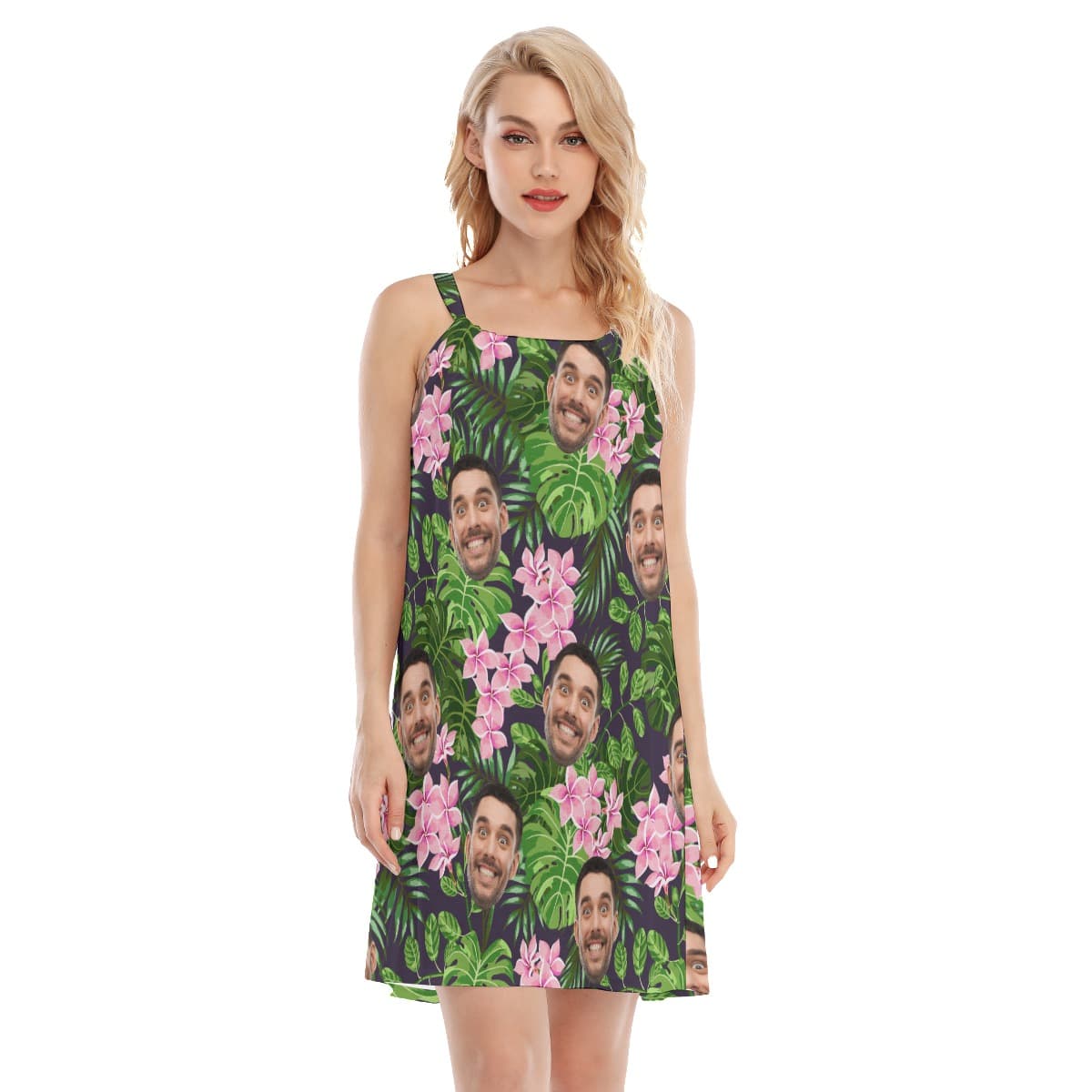 Custom Multiple Faces Hawaiian Print Dresses For Vacation (1)