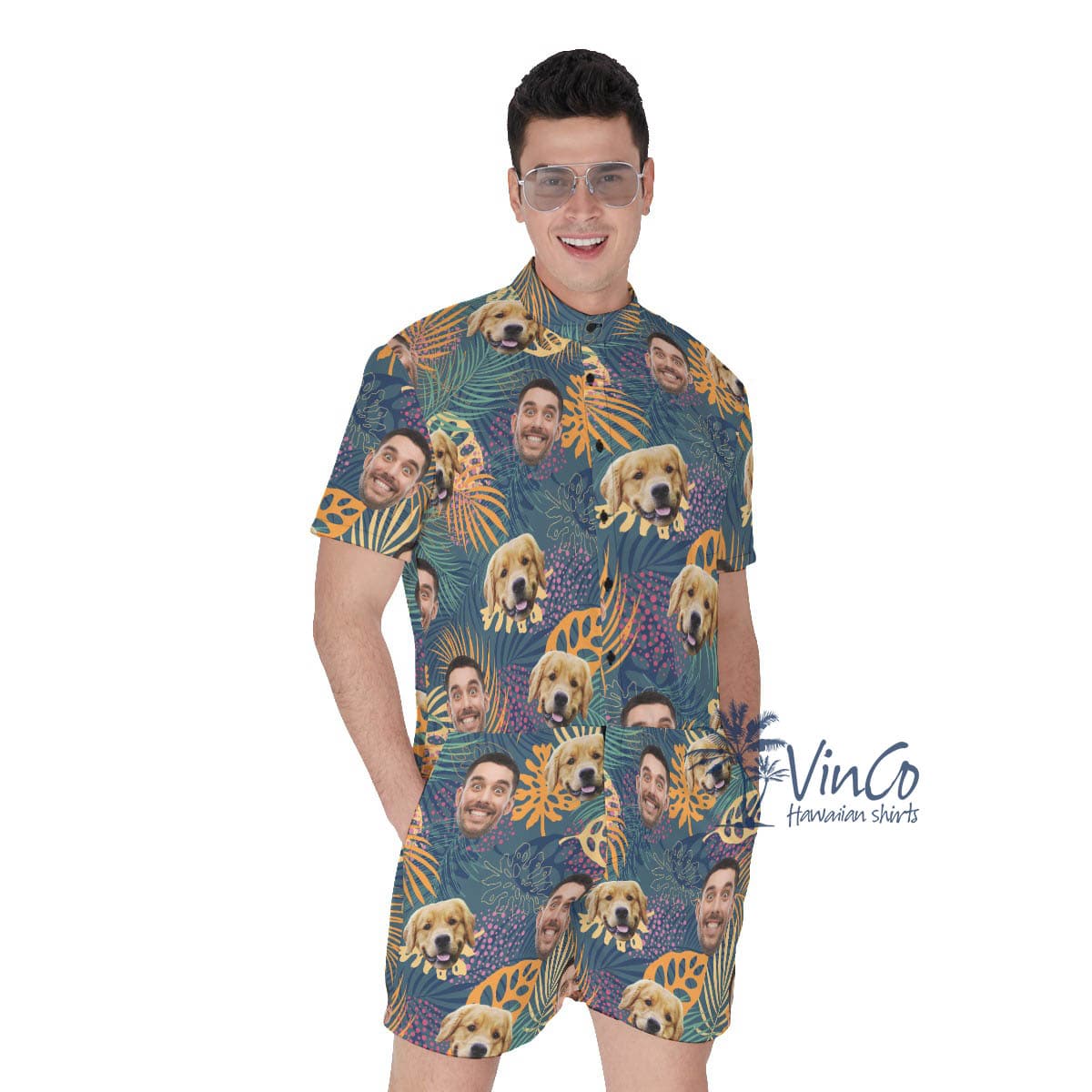 Custom Multiple Faces Men’s Romper For Summer (1)