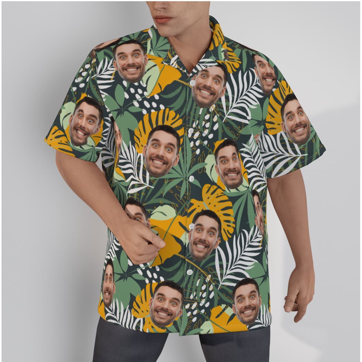 Custom Multiple Faces Tropical Shirt For Men (1)