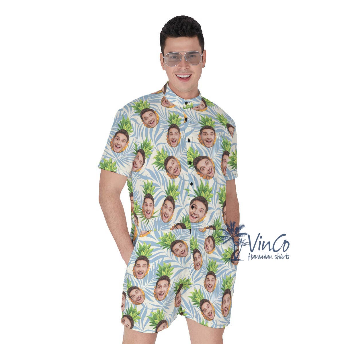 Custom Pineapple Summer Rompers For Men With Faces (3)