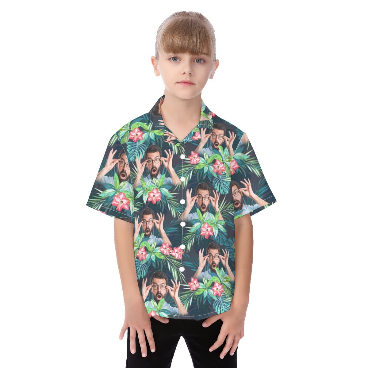 Custom Tropical Kid's Hawaiian Shirt With Face