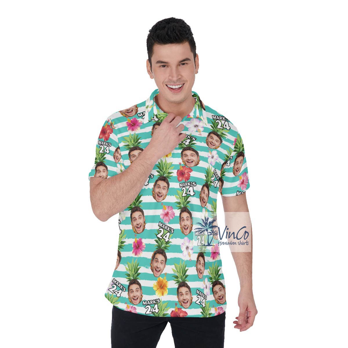 Custom Your Face And Age Birthday Shirt Hawaiian Polo (3)