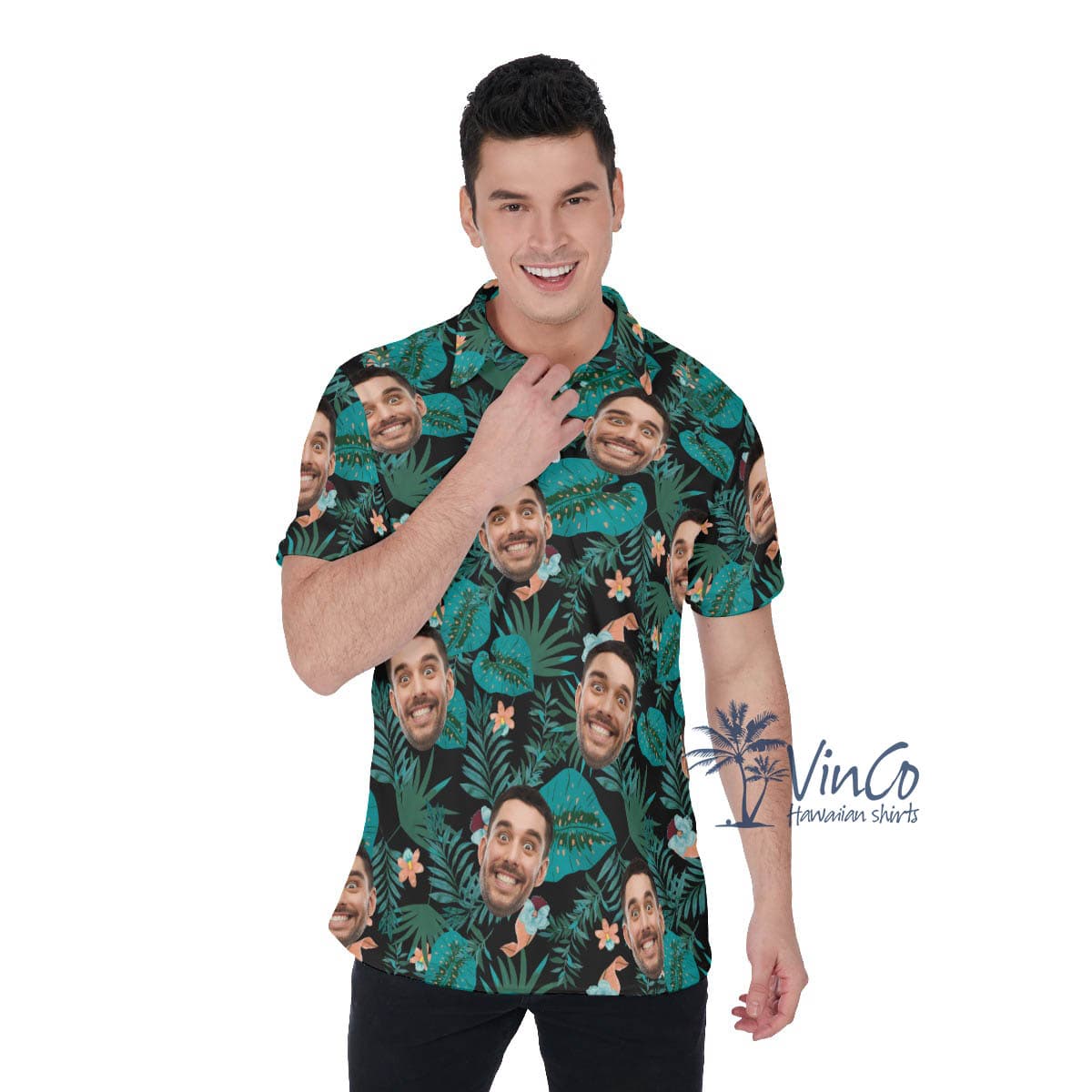 Custom Your Face Tropical Polo Shirt For Men (2)