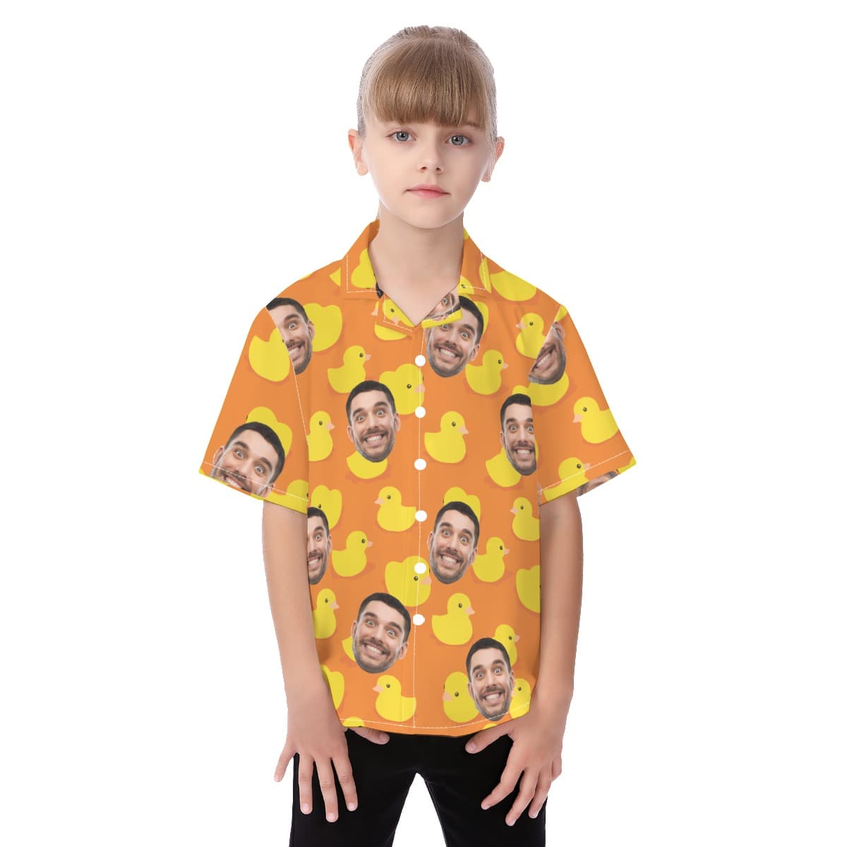 Cute Custom Face Rubber Duck Hawaiian Shirt For Kids
