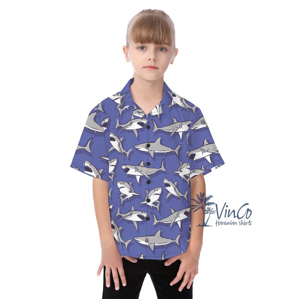 Cute Shark Aloha Shirt For Kids (1)