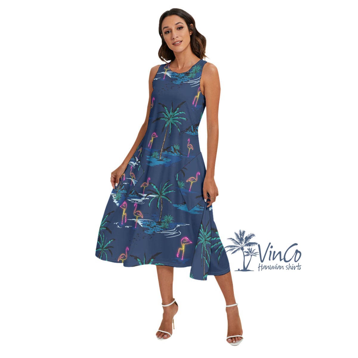 Flamingo Aloha Dress With Pockets For Vacation (3)