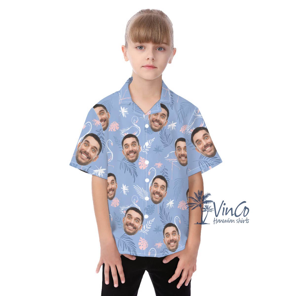Flamingo Custom Aloha Shirt With Faces For Kids (2)