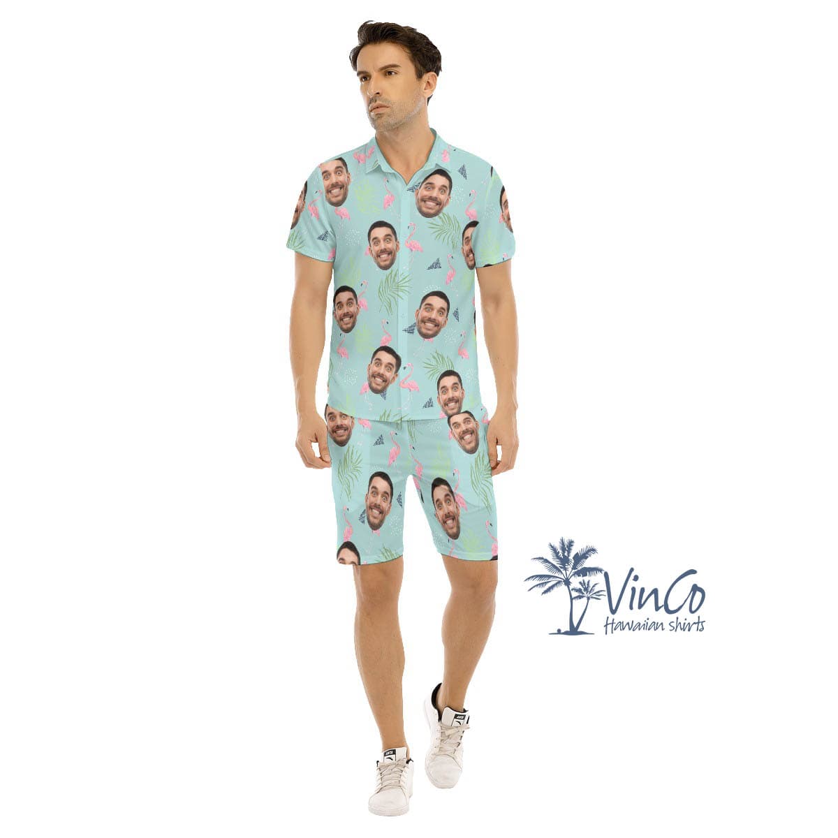 Flamingo Custom Hawaiian Shirt Shorts With Face For Men (4)