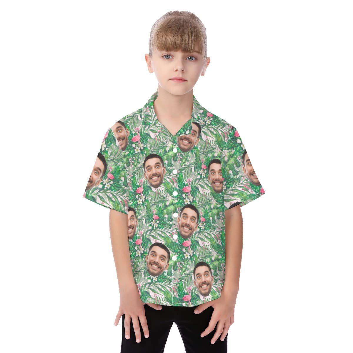 Flamingo Custom Hawaiian Shirt With Face For Kids (1)