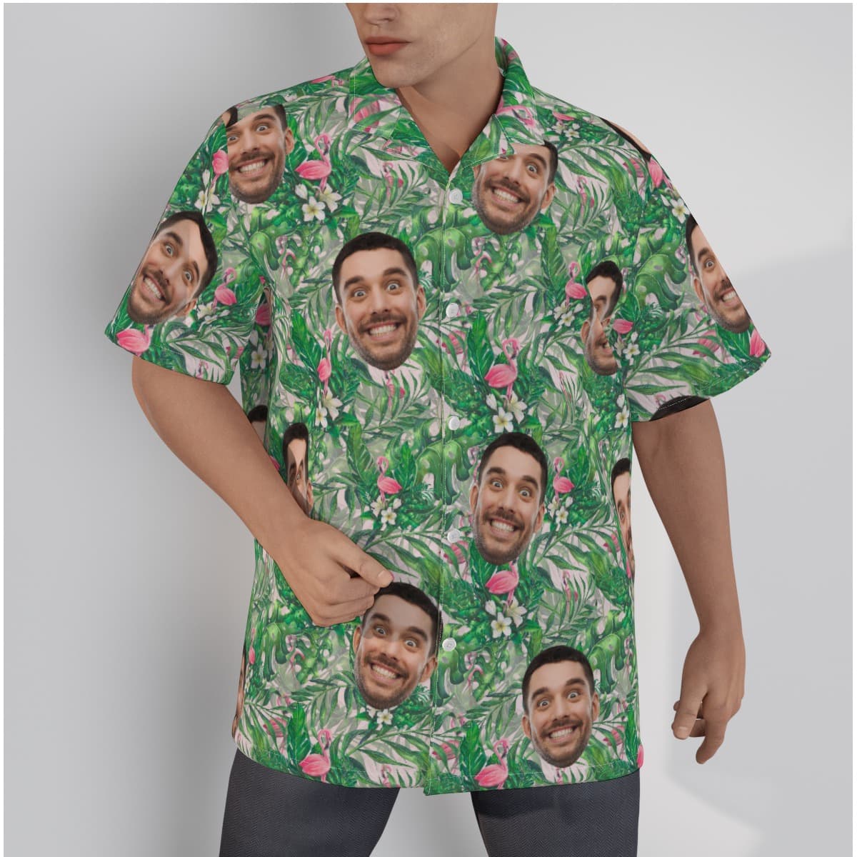 Flamingo Custom Multiple Faces Hawaiian Shirt (1)