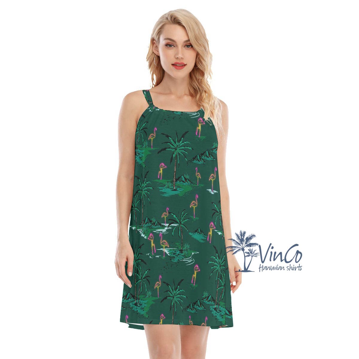 Flamingo Hawaiian Summer Dress For Women (1)
