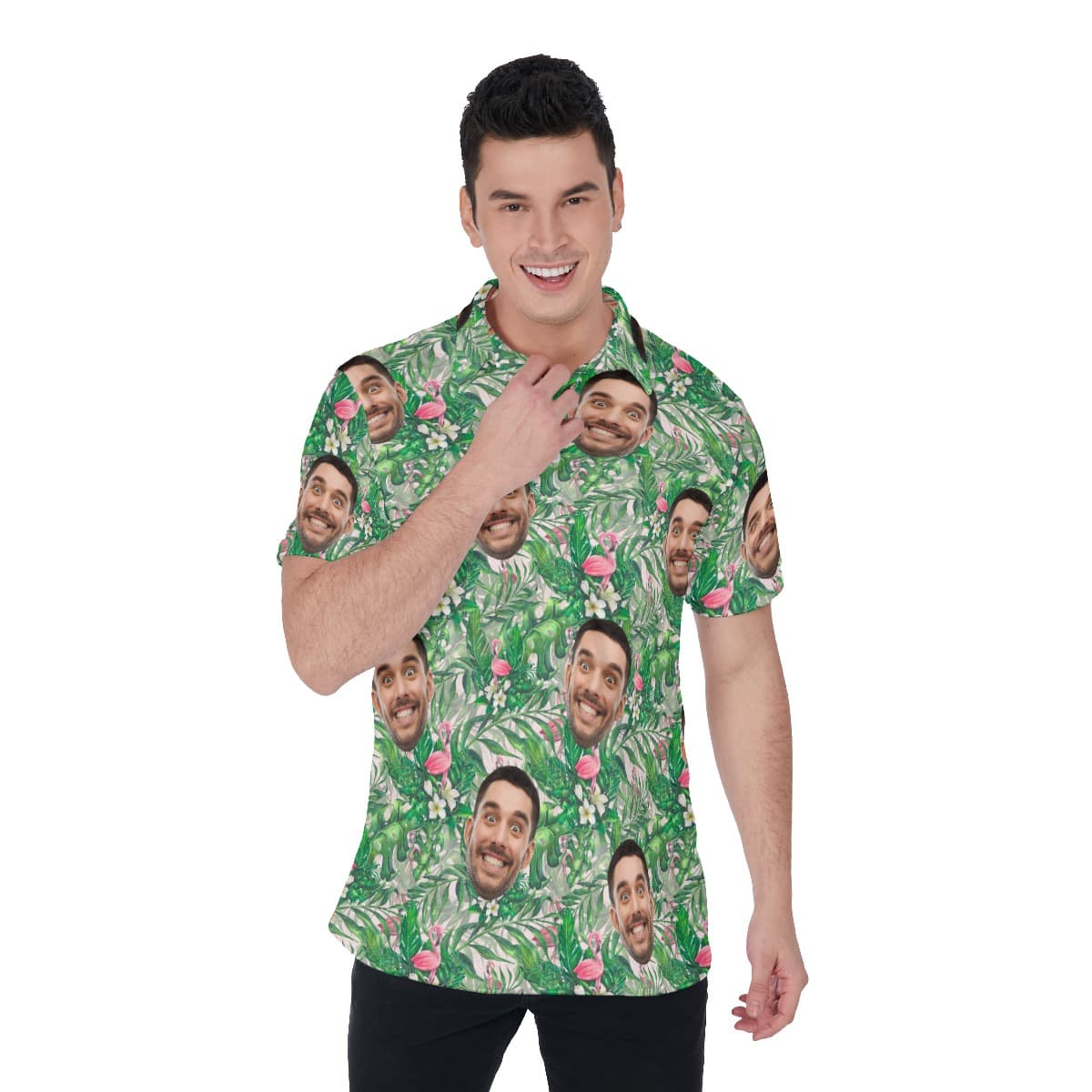 Flamingo Tropical Custom Polo Shirt For Men (1)