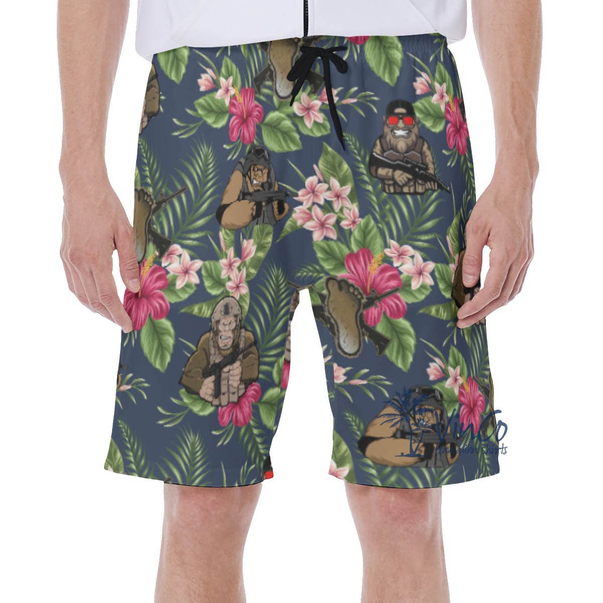 Floral Bigfoot Tacticals Hawaiian Swim Trunks For Men