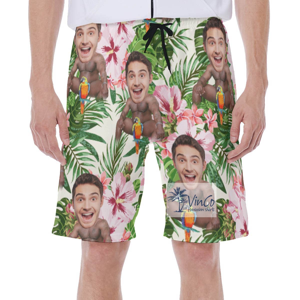 Floral Custom Barry Wood Face Swim Trunks For Men (2)